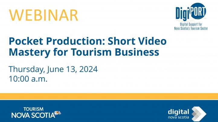 Blue text on white background saying Pocket Production: Short Video Mastery for Tourism Business